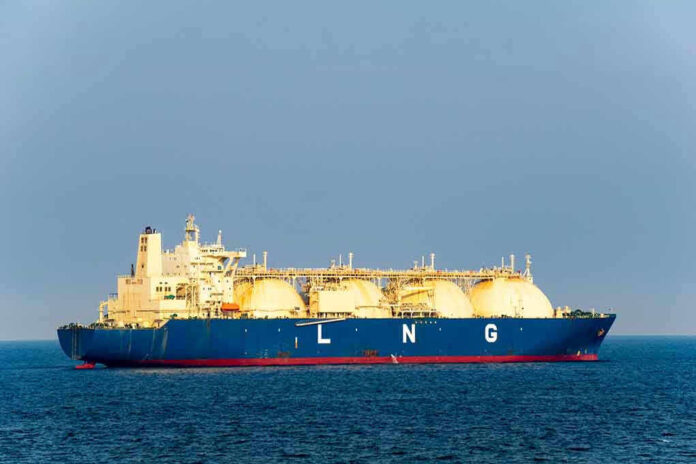 LNG tanker ship sailing on open sea