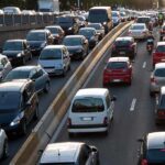 Heavy traffic on a city highway during rush hour