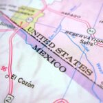 Money-Laundering ACCUSATIONS Ignites MEXICO Push Back Close-up of a map showing the United States and Mexico border