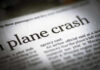 Newspaper headline about a plane crash story