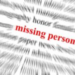 Text graphic highlighting missing person in red among blurred words
