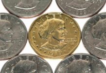 Legal Landmine: Treasury’s Trump Coin A collection of coins featuring a gold coin surrounded by silver coins