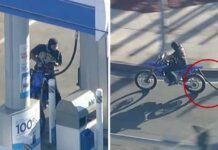 Gas-Station Pit Stop Mid-Chase Wild LA chase: Dirt bike rider makes unusual pit stops, cuts through parks
