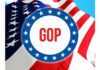GOP emblem over American flag