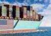 A Shipbuilding Gap Is Reshaping Naval Competition Cargo ship bow loaded with stacked containers at sea