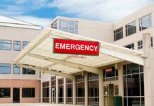 35 Dead After School Roof Gives Way Emergency room entrance at a modern hospital