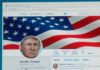 computer screen showing a social media profile with an american flag banner